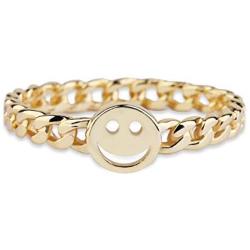 YeGieonr Gold Smiley Face Ring Happy Face Ring with Cute Chain Link Good Luck Stackable Rings for Women