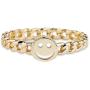 YeGieonr Gold Smiley Face Ring Happy Face Ring with Cute Chain Link Good Luck Stackable Rings for Women