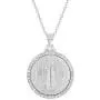 925 Sterling Silver Clear CZ Saint Benedict San Benito Nurzia Medal Pendant 19''