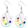 coadipress Unique Artist Paint Brush Earrings and Necklace Set for Women Girls Design Enamel Paint Palette Charm Earrings Colorful Painter Jewelry Gift Art Teacher Gifts