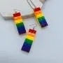 Mall of Style Rainbow Gay Pride Necklace Earrings Bracelet for Men & Women - Unisex Rainbow Jewelry - Plastic Bricks LGBT - Lesbian Gay Bisexual Transgender Jewelry for Men and Women