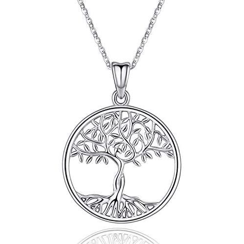 Tree of Life Necklace 925 Sterling Silver Family Tree Pendant 18'' Chain,Dainty Tree of Life Pendant Charm Jewelry for Women Mom Grandma Teen Girls with Fine Jewelry Box
