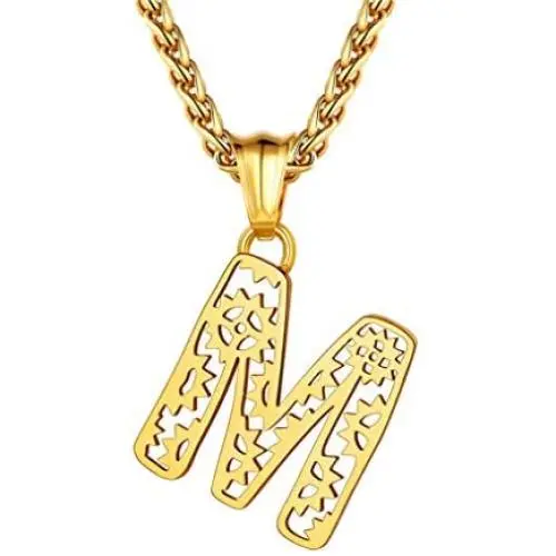 Bandmax A-Z Alphabet Pendant Necklace for Men Boys Women Stainless Steel/18K Gold/Black Plated Waterproof Metal Mechanical Gear 26 Initial Letter Pendant Jewelry Gift with Spiga Chain(Gift Box) Bandmax A-Z Alphabet Pendant Necklace for Men Boys Women Stainless Steel/18K Gold/Black Plated Waterproof Metal Mechanical Gear 26 Initial Letter Pendant Jewelry Gift with Spiga Chain(Gift Box)