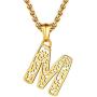 Bandmax A-Z Alphabet Pendant Necklace for Men Boys Women Stainless Steel/18K Gold/Black Plated Waterproof Metal Mechanical Gear 26 Initial Letter Pendant Jewelry Gift with Spiga Chain(Gift Box)