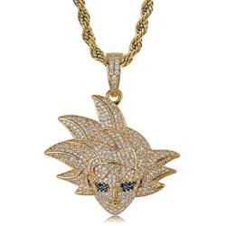Hip Hop Cartoon Iced Out Bling Zirconia Pendant Chain Charm18K Gold Plated Necklace for Men Women