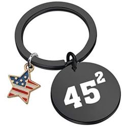 CENWA Pro Trump 45 Squared Trump 2020 Keychain Keep America Great Flag 45 Squared Republican Gift