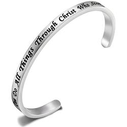 ENSIANTH I Can Do All Things Through Christ Who Strengthens Me Philippians 4:13 Bracelet Bible Verse Bracelet Inspirational Religious Jewelry