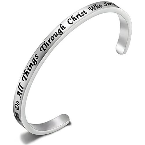 ENSIANTH I Can Do All Things Through Christ Who Strengthens Me Philippians 4:13 Bracelet Bible Verse Bracelet Inspirational Religious Jewelry