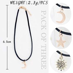 Yean Star Moon Choker Necklace Sun Pendant Necklaces Gold Layered Jewelry for Women and Girls(Pack of 3)