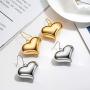Gold Plated Bold Smooth Puffed Heart Drop Earrings with Sterling Silver Post Love Fine Jewelry for Women Gifts for Her