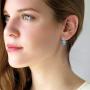 Cube Swarovski Crystal Heart Drop Dangle Earrings for Women Sterling Silver Stud Earrings Hypoallergenic