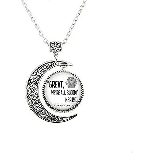 Glass Dome The Maze Runner Pendant Moon Necklace Glass Dome The Maze Runner Pendant Moon Necklace