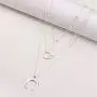 Moon World Map Pendant Necklace Boho Lariat Circle Multilayer Crescent Necklace Chain Jewelry for Women Girls (Silver)