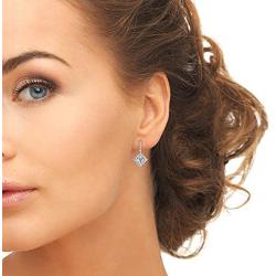 Victoria Townsend 925 Sterling Silver Square Bridal Princess Cut CZ Drop Earrings