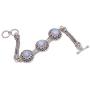 NOVICA Rainbow Moonstone and Blue Topaz .925 Sterling Silver Link Bracelet, 7'', Temple Roof
