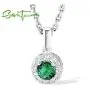 Sterling Silver Halo Style 1/3 Carat Size Simulated Emerald Color Crystal CZ Stones Pendants Fashion Jewelry