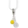 Tennis Racket (Racquet) with Yellow Tennis Ball Charm Snake Chain Necklace