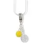 Tennis Racket (Racquet) with Yellow Tennis Ball Charm Snake Chain Necklace