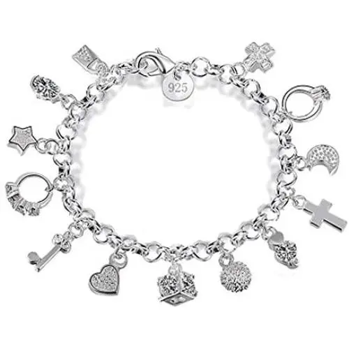 Aeora S925 Silver Thirteen Hanging Pieces Bracelet for Women Gift Bracelets & Bangles Jewelry