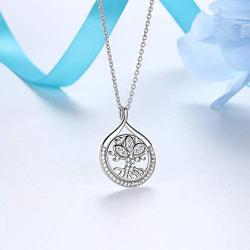 Besilver Tree of Life Drop Necklace Charm for Men 925 Sterling Silver Crystal Family Tree Pendant Necklace Women Guy Unisex Jewelry Grandma Mom Boyfriend Necklace Birthday Anniversary Gift FP0004W
