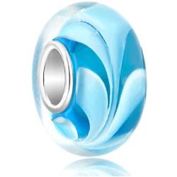 CharmSStory Blue Hawaii Glass Bead Charms Sterling Silver Core European Style Charm For Bracelets