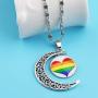 BEKECH Gay Pride Rainbow Necklace Crescent Moon Charm Rainbow Pendant Necklace Gay & Lesbian LGBT Pride Gifts Rainbow Jewelry LGBT Jewelry Lesbian Gift