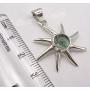 SilverStarJewel Solid Sterling Silver Natural Round Cab Apatite Sun Necklace Pendant 1.3''