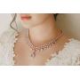 SWEETV Teardrop Wedding Bridal Jewelry Sets for Brides, Crystal Rhinestone Necklace and Earring Sets for Women Prom Costume