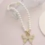 Pingyongchang New Short Pearl Rhinestones Choker Big Gold Color Butterfly Necklace for Women Girls Party Hot Jewelry Gifts