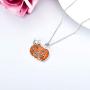 PELOVNY Womens Pumpkin Necklace S925 Sterling Silver Cat Pendant Halloween Party Birthday Christmas Jewelry Gift for Girls Sister