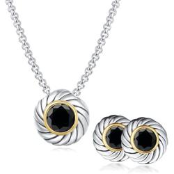 UNY Unique Fahsion Jewelry Sets Designer Inspired CZ Inlaid 2 Tone Womens Valentines