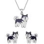 UJIMS Husky Jewelry Funny Husky Pendant Necklace Earrings Set Husky Mom Jewelry for Pet Owners Dog Gift for Husky Lover
