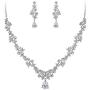 EleQueen Womens Austrian Cystal CZ Floral Wedding Bridal Teardrop Necklace Dangle Earrings Costume Jewerly Sets