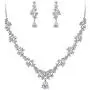 EleQueen Womens Austrian Cystal CZ Floral Wedding Bridal Teardrop Necklace Dangle Earrings Costume Jewerly Sets