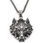 YL Mens Wolf Necklace Stainless Steel Wolf Head Pendant 18k Gold Jewelry