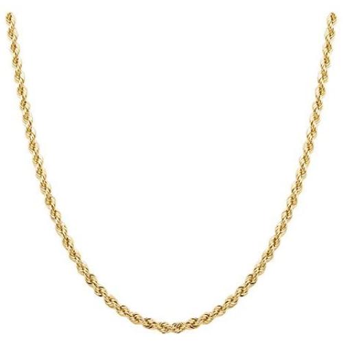 Sterling Silver 2mm diamond cut rope chain necklace- Made In Italy