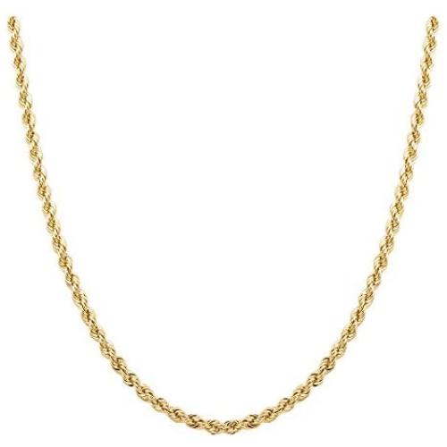 10K Gold 1.5MM, 2MM, 2.5MM, 3MM, 3.5MM, 4MM, 5MM, or 7MM Diamond Cut Rope Chain Necklace, Bracelet, Anklet Unisex Sizes 7''-30'' - Yellow, White, or Rose