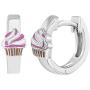 925 Sterling Silver Pink Cupcake Jewelry Set Necklace Earrings Girls 16''