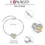 LONAGO 925 Sterling Silver Lucky Double Elephant Bracelet I Love You Forever Heart Link Chain Animal Jewelry Gift for Women Girlfriend