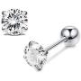Sllaiss 2Pcs 18G S925 Sterling Silver Stud Earrings For Women Girls CZ Cartilage Tragus Helix Earring Studs Piercing Jewelry 3-6MM