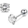 Sllaiss 2Pcs 18G S925 Sterling Silver Stud Earrings For Women Girls CZ Cartilage Tragus Helix Earring Studs Piercing Jewelry 3-6MM