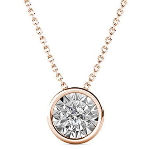 St.Claire Swarovski Crystal 18K Gold Plated Round Necklace 925 Sterling Silver Birthstone Pendant Necklaces for Women Christmas Jewelry Gift