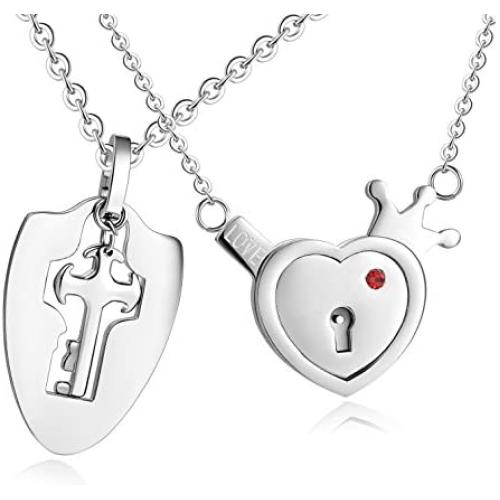 SunnyHouse Jewelry His & Hers Matching Set Your Key to My Heart Couple Pendant Necklace Key and Lock Style in a Gift Box
