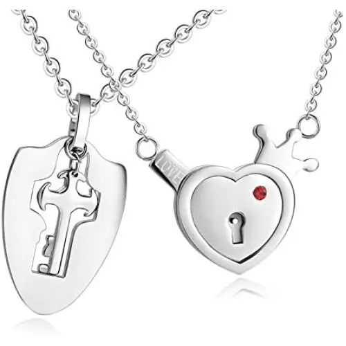 SunnyHouse Jewelry His & Hers Matching Set Your Key to My Heart Couple Pendant Necklace Key and Lock Style in a Gift Box SunnyHouse Jewelry His & Hers Matching Set Your Key to My Heart Couple Pendant Necklace Key and Lock Style in a Gift Box