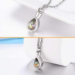 XIUDA Teardrop Urn Necklace for Ashes Crystal Waterdrop Cremation Necklace for Ashes Memorial Ashes Jewelry Pendant for Women
