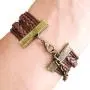 Handcrafted Harry Potter Bracelet,Bronze Owls Wings Golden Bead Charm Leather & Rope Wristband Bracelet