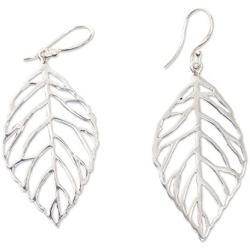 NOVICA .925 Sterling Silver Dangle Earrings Bali Bay Leaf