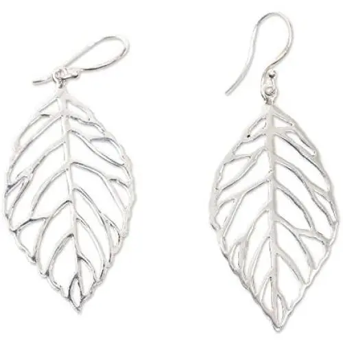 NOVICA .925 Sterling Silver Dangle Earrings Bali Bay Leaf NOVICA .925 Sterling Silver Dangle Earrings Bali Bay Leaf
