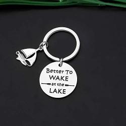 CYTING Lake Keychain Better to Wake at The Lake Camping Jewelry Lake Lover Gift for Lake Girls