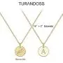 Disc Initial Necklaces for Women Girls, 14K Gold Filled Round Disc Double Side Engraved Hammered Initial Necklace Adjustable Personalized Alphabet Letter Pendant for Women Girls Jewelry Gifts